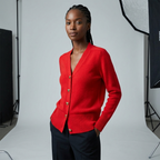 Longline Button-Up Cardigan with V-Neck – Casual Autumn Knit