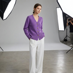 Longline Button-Up Cardigan with V-Neck – Casual Autumn Knit