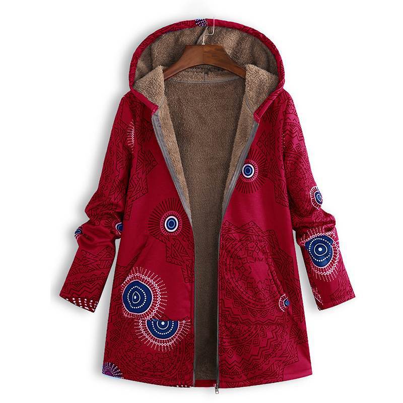 Floral Print Vintage Jacket with Front Pockets – Plush Lined Jacket