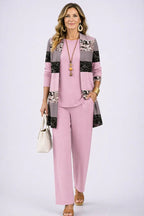Women's Three-Piece Set – Cardigan, Top & Trousers