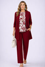 Women's Three-Piece Set – Cardigan, Top & Trousers