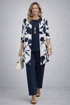 Women's Three-Piece Set – Cardigan, Top & Trousers