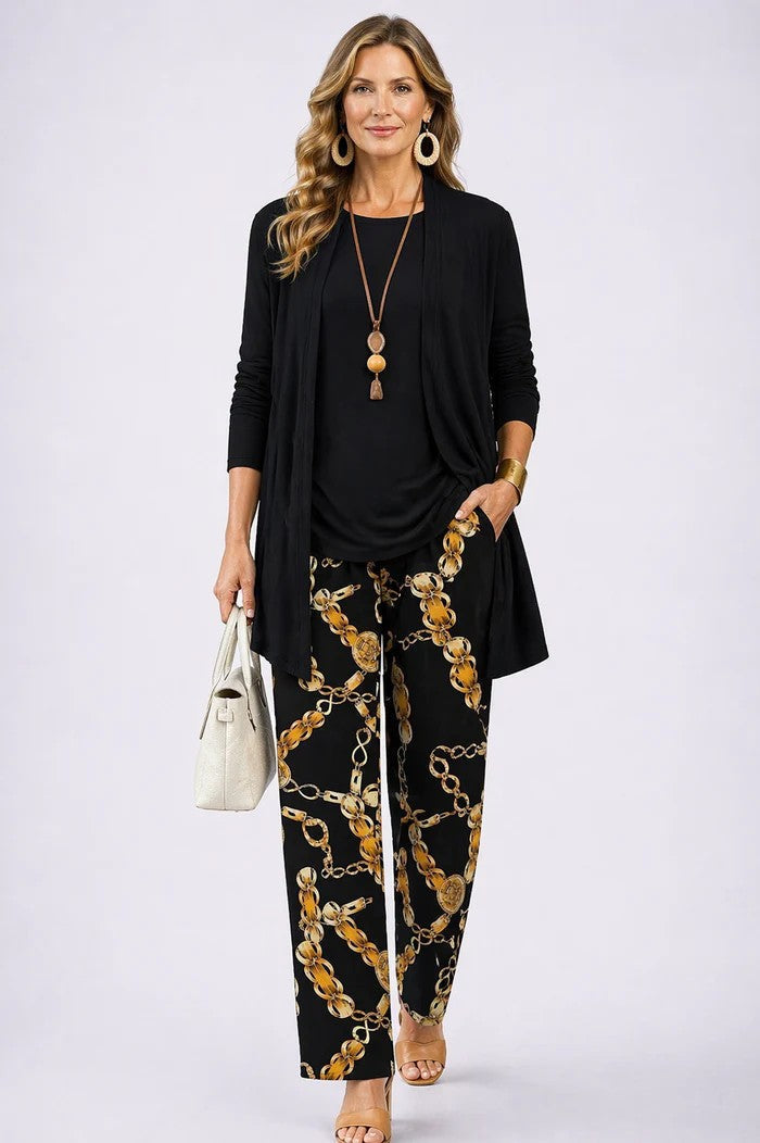 Women's Three-Piece Set – Cardigan, Top & Trousers