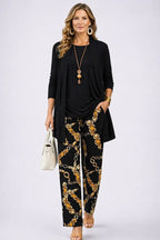 Women's Three-Piece Set – Cardigan, Top & Trousers