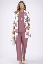 Women's Three-Piece Set – Cardigan, Top & Trousers