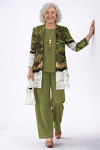 Women's Three-Piece Set – Cardigan, Top & Trousers