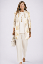 Women's Three-Piece Set – Cardigan, Top & Trousers