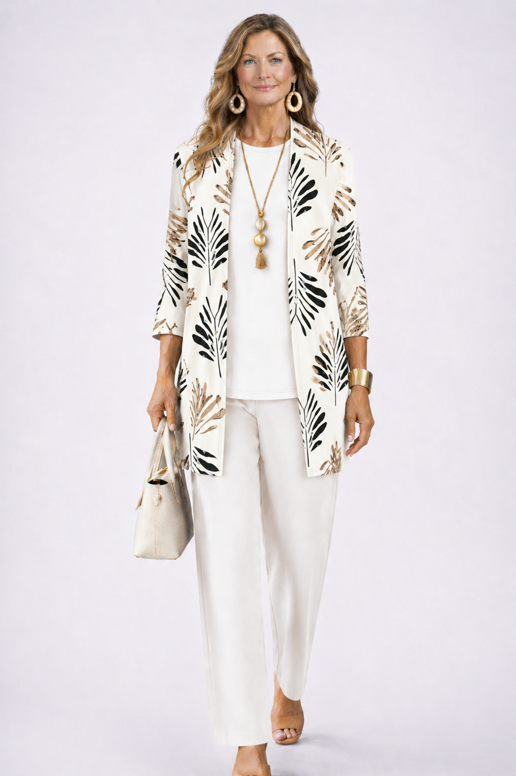 Women's Three-Piece Set – Cardigan, Top & Trousers