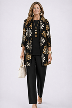 Women's Three-Piece Set – Cardigan, Top & Trousers