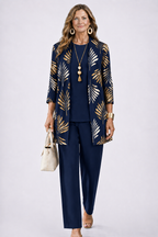 Women's Three-Piece Set – Cardigan, Top & Trousers