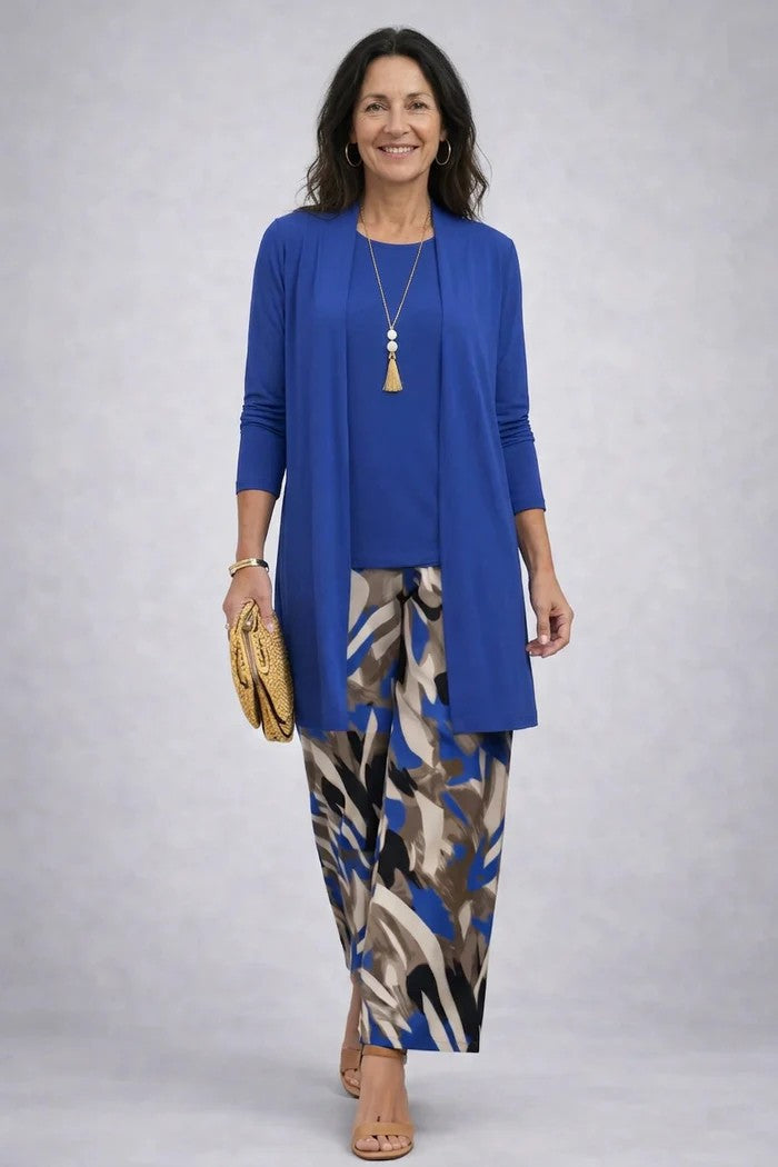 Women's Three-Piece Set – Cardigan, Top & Trousers