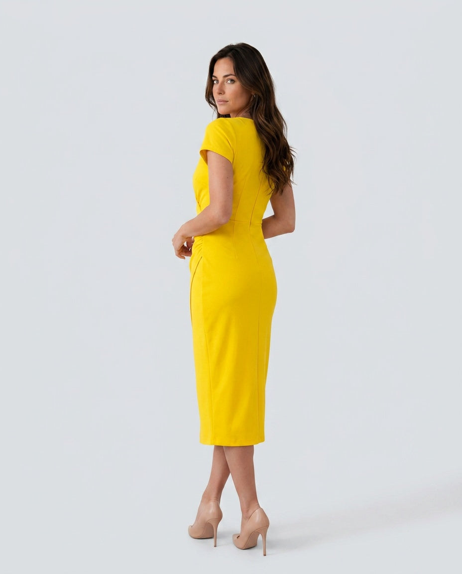 Draped Wrap Midi Dress