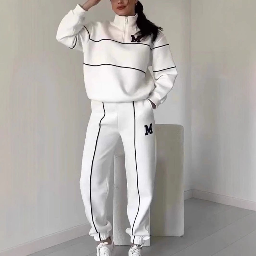 Women's Contrast-Piped Half-Zip Tracksuit