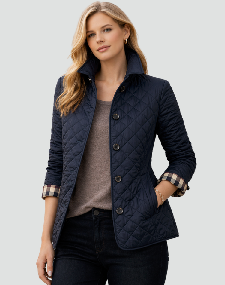Quilted Transitional Jacket with Collar & Buttons