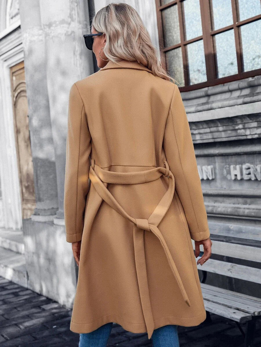 A-Line Padded Coat with Double Buttons