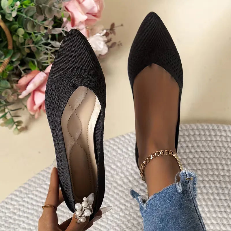 Pointed Toe Knit Ballet Flats in 7 Colours