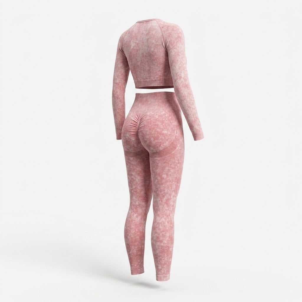 Women's Seamless Long-Sleeve Crop Top and Leggings Set