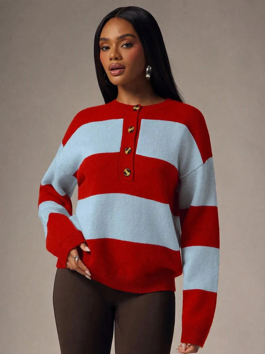 Women's Oversized Sweater with Buttons
