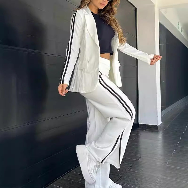 Women's Blazer and Side-Stripe Trouser Set
