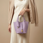 Structured Basket Handbag with Twist Lock – Faux Leather Bucket Bag