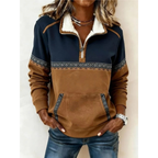 Women's Sherpa Collar Sweatshirt – Printed Quarter-Zip Layer