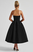Black Floral Midi Dress – Elegant Summer Occasion Dress | Meave & Ivy