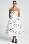 Black & White Polka Dot Midi Dress – Elegant Summer Dress | Meave & Ivy
