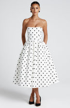 Black & White Polka Dot Midi Dress – Elegant Summer Dress | Meave & Ivy
