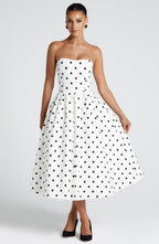 Black & White Polka Dot Midi Dress – Elegant Summer Dress | Meave & Ivy