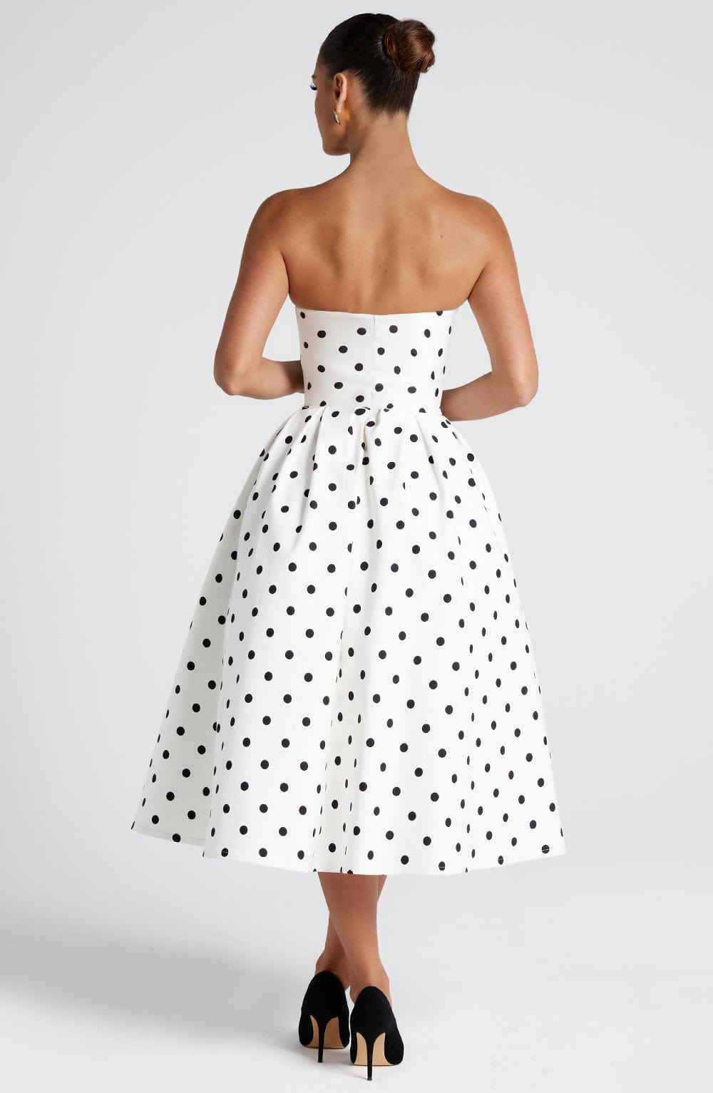 Black & White Polka Dot Midi Dress – Elegant Summer Dress | Meave & Ivy