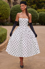 Black & White Polka Dot Midi Dress – Elegant Summer Dress | Meave & Ivy