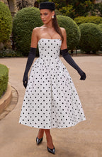 Black & White Polka Dot Midi Dress – Elegant Summer Dress | Meave & Ivy
