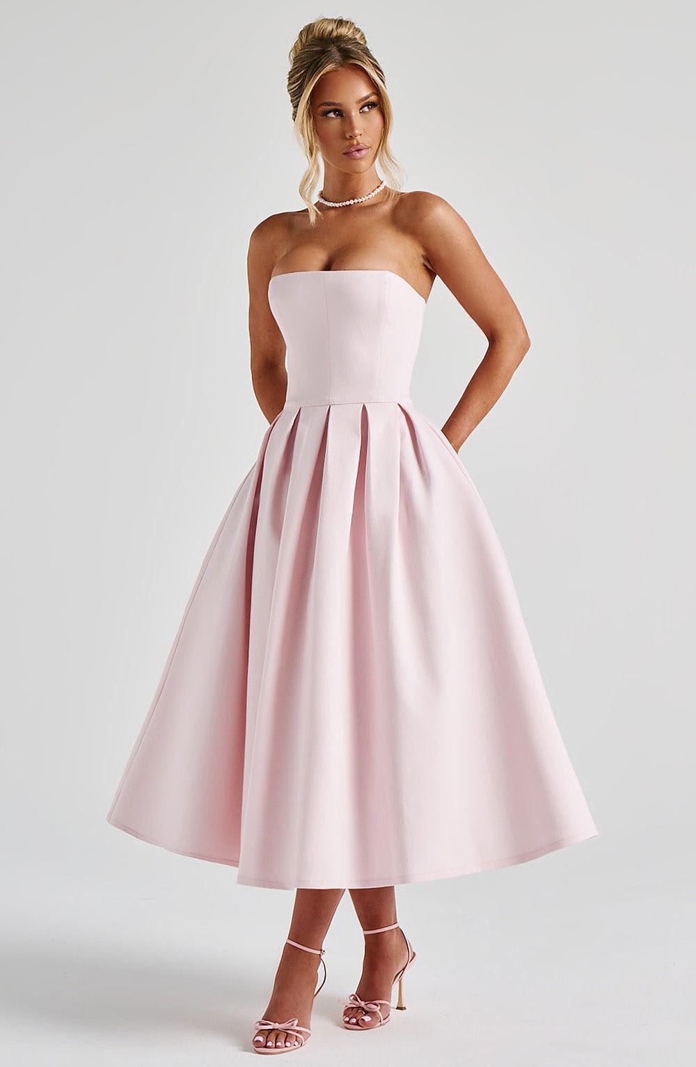 Blush Floral Midi Dress – Elegant Summer Occasion Dress | Meave & Ivy