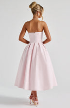 Blush Floral Midi Dress – Elegant Summer Occasion Dress | Meave & Ivy