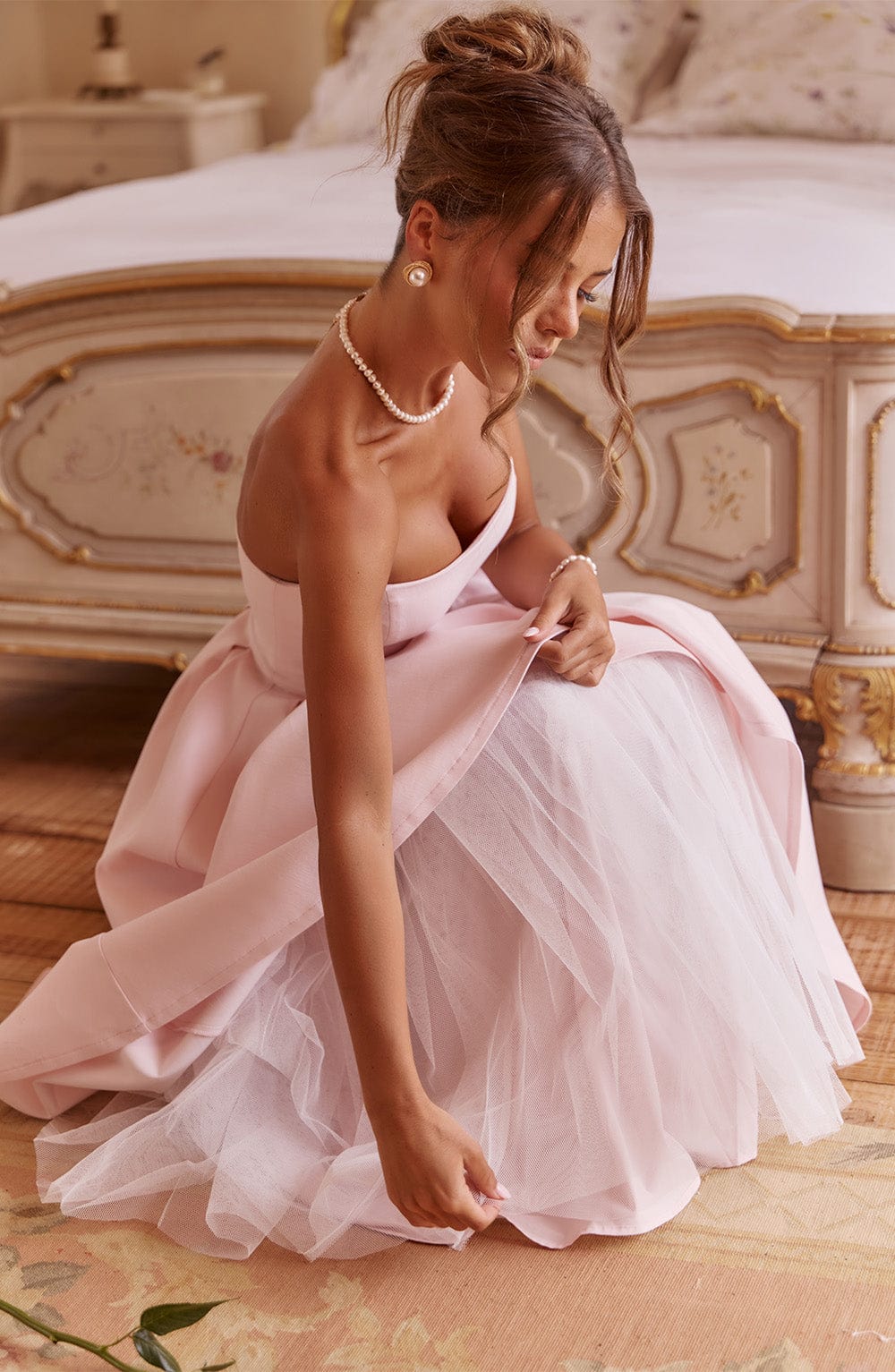 Blush Floral Midi Dress – Elegant Summer Occasion Dress | Meave & Ivy