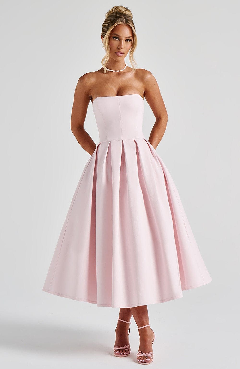 Blush Floral Midi Dress – Elegant Summer Occasion Dress | Meave & Ivy