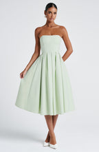 Mint Green Floral Midi Dress – Elegant Summer Occasion Dress | Meave & Ivy
