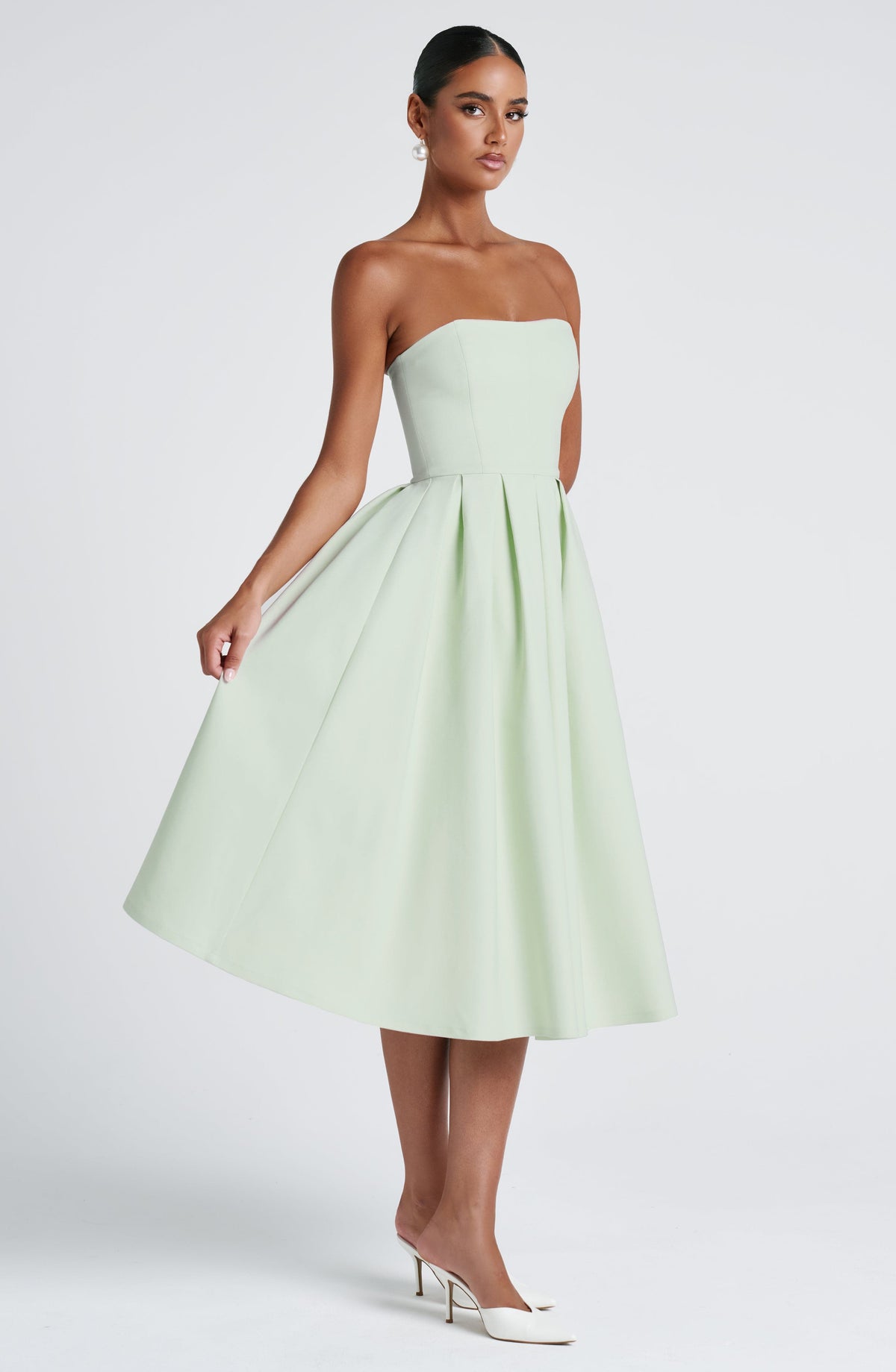 Mint Green Floral Midi Dress – Elegant Summer Occasion Dress | Meave & Ivy