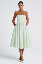 Mint Green Floral Midi Dress – Elegant Summer Occasion Dress | Meave & Ivy