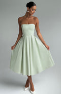 Mint Green Floral Midi Dress – Elegant Summer Occasion Dress | Meave & Ivy