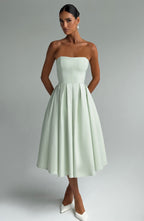 Mint Green Floral Midi Dress – Elegant Summer Occasion Dress | Meave & Ivy