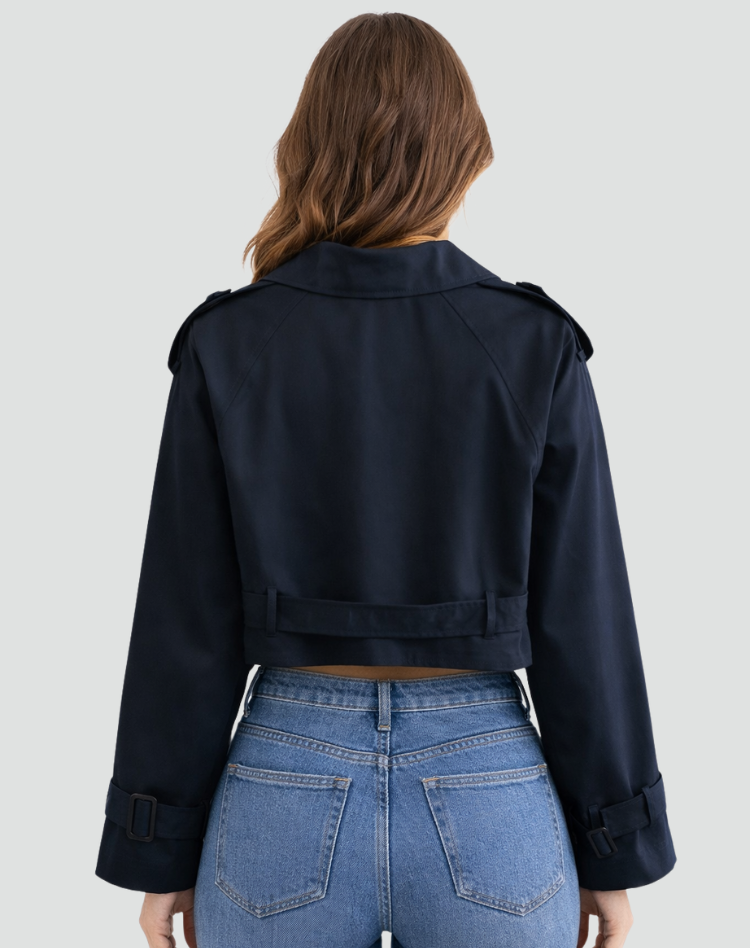 Short Cotton Trench Coat – Cropped Regular Fit