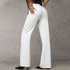 Women's High-Waisted Wide-Leg Trousers – Tailored Full-Length Pants
