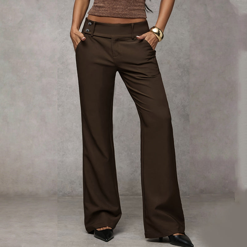 Women's High-Waisted Wide-Leg Trousers – Tailored Full-Length Pants