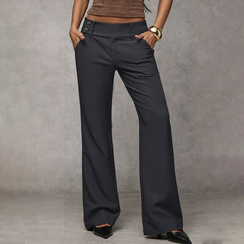 Women's High-Waisted Wide-Leg Trousers – Tailored Full-Length Pants