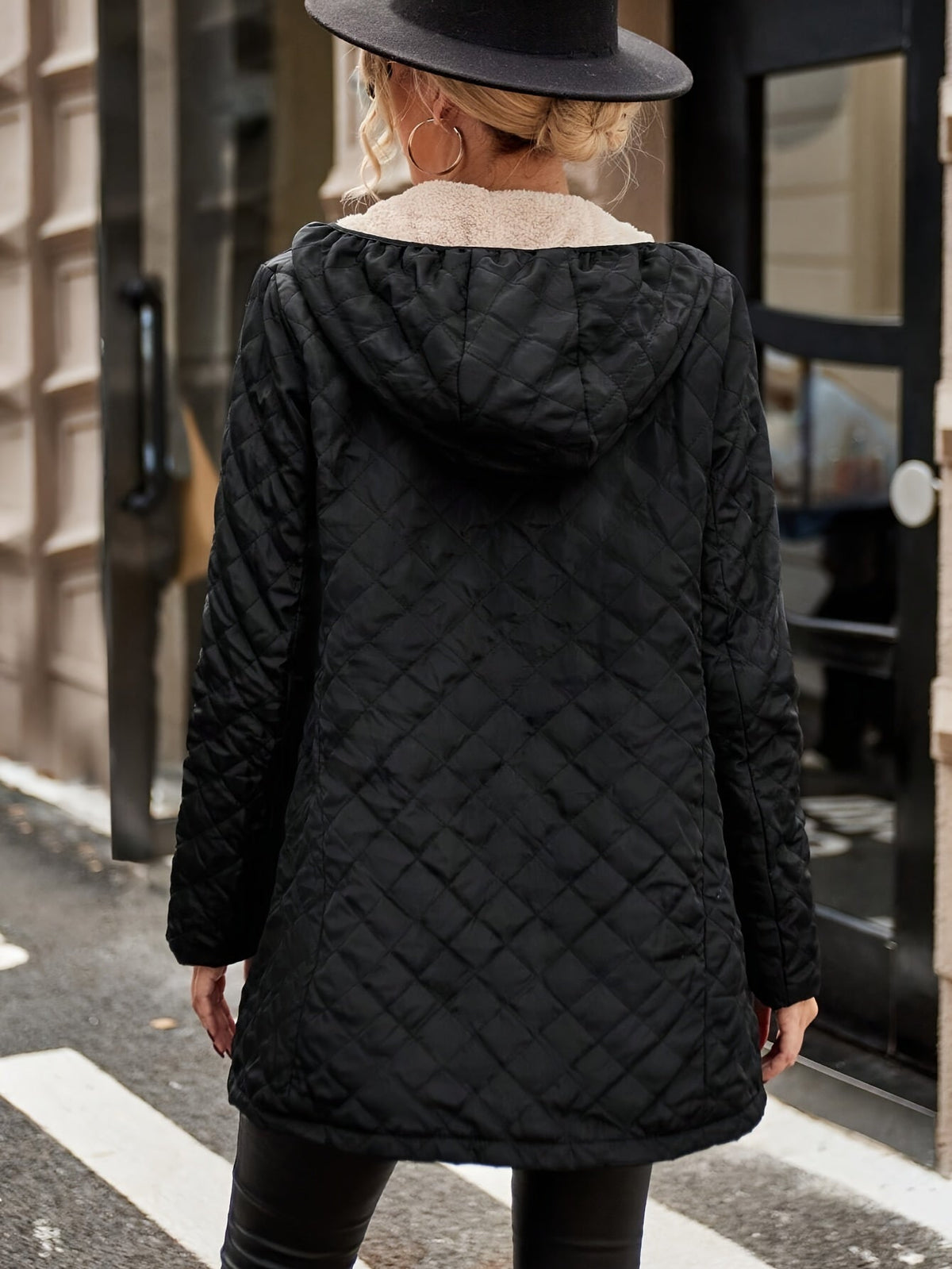 Lined Lightweight Winter Jacket in Black – Quilted City Coat