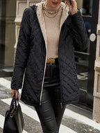 Lined Lightweight Winter Jacket in Black – Quilted City Coat