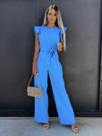 Jumpsuit with Ruffle Sleeves & Belt in 5 Colours