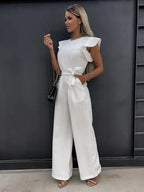 Jumpsuit with Ruffle Sleeves & Belt in 5 Colours
