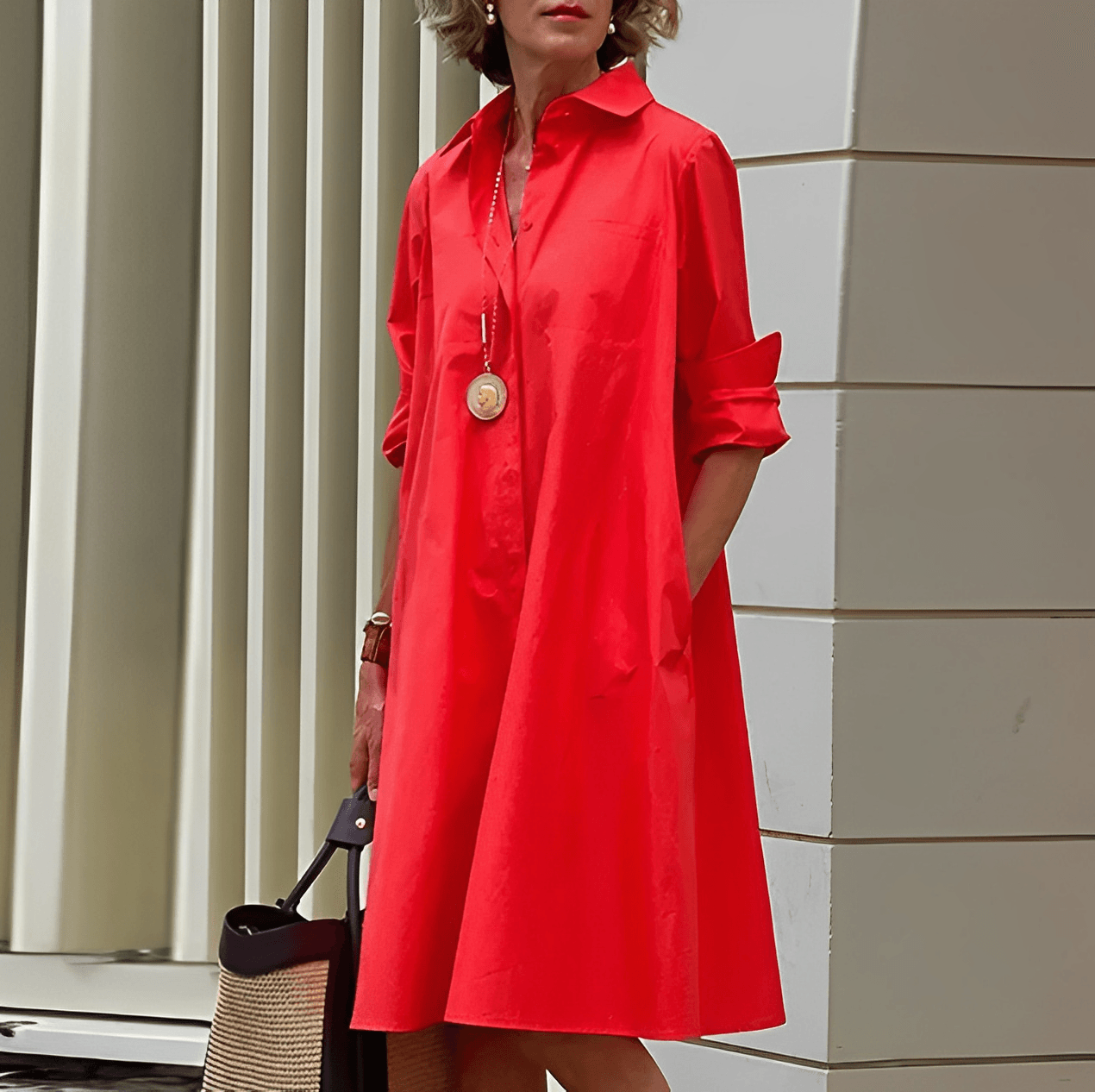 Lapel Collar Elegant Silhouette Autumn Dress | Meave & Ivy